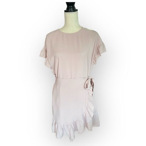 Wilfred Aritzia Ninette Ruffle Wrap Dress in Powder Pink size S - Picture 3 of 10